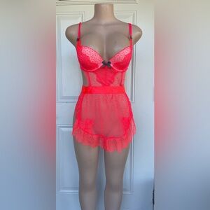 Victoria's Secret Neon Pink Lace Chemise